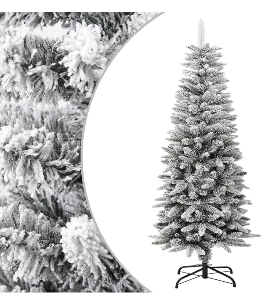 Sapin de Noël artificiel mince avec neige floquée 120 cm PVC/PE