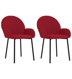 Chaises à manger lot de 2 Rouge bordeaux Velours