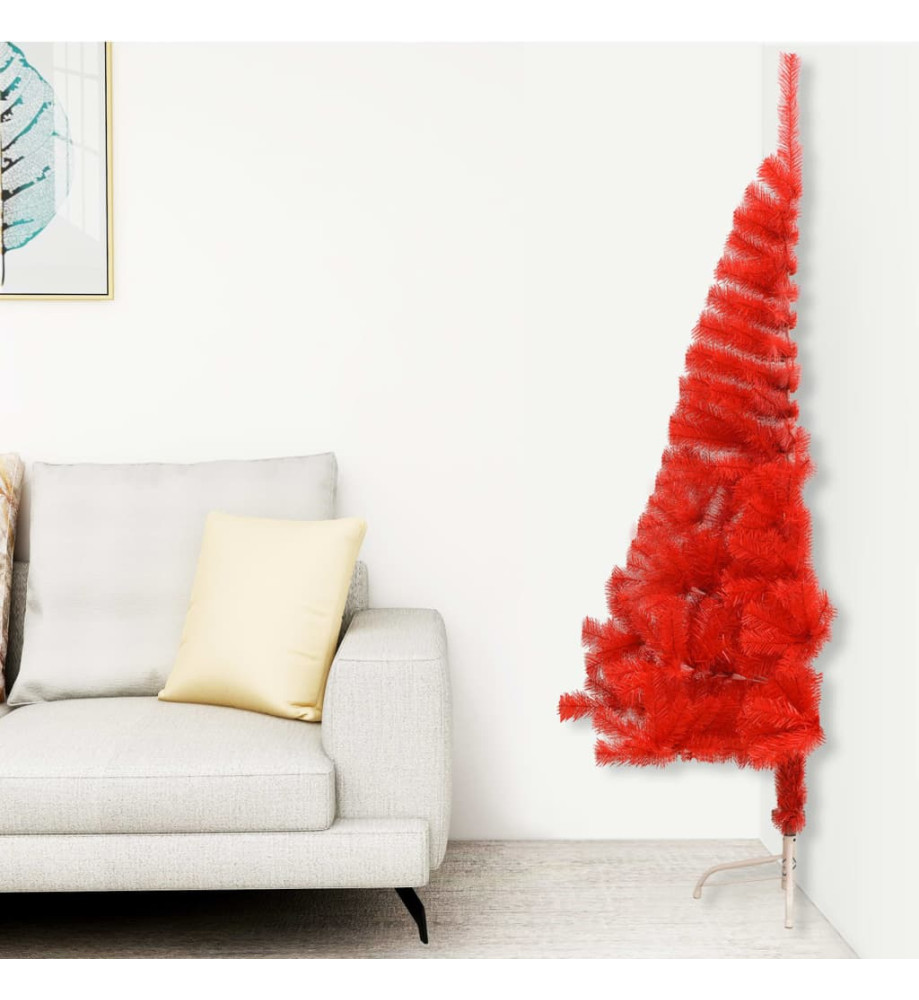 Demi sapin de Noël artificiel avec support Rouge 180 cm PVC