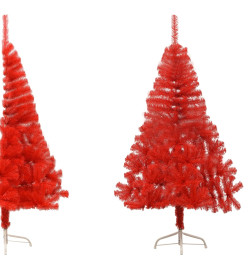 Demi sapin de Noël artificiel avec support Rouge 120 cm PVC