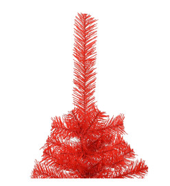 Demi sapin de Noël artificiel avec support Rouge 120 cm PVC