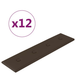 Panneaux muraux 12 pcs Marron 60x15 cm Similicuir 1,08 m²