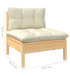 Salon de jardin 7 pcs avec coussins crème Bois de pin solide