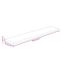 Panneau d'étagère 80x20x2,5 cm Bois de chêne massif non traité