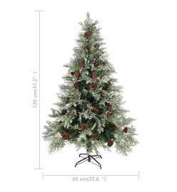 Sapin de Noël avec pommes de pin Vert et blanc 120 cm PVC et PE