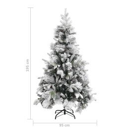 Sapin de Noël à flocons de neige et pommes de pin 195 cm PVC/PE