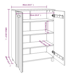 Armoire à chaussures HAMAR Gris clair 85x40x108 cm Pin massif