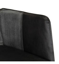 Chaise à bascule et repose-pieds Marron Noir véritable et toile