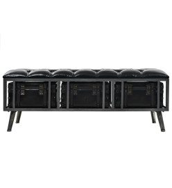 Banc de rangement 110 cm Noir Similicuir