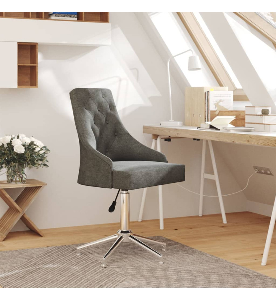 Chaise pivotante de bureau Gris foncé Tissu