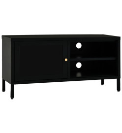 Meuble TV Noir 90x30x44 cm Acier et verre