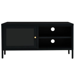 Meuble TV Noir 90x30x44 cm Acier et verre