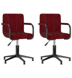 Chaises à manger pivotantes lot de 2 rouge bordeaux velours