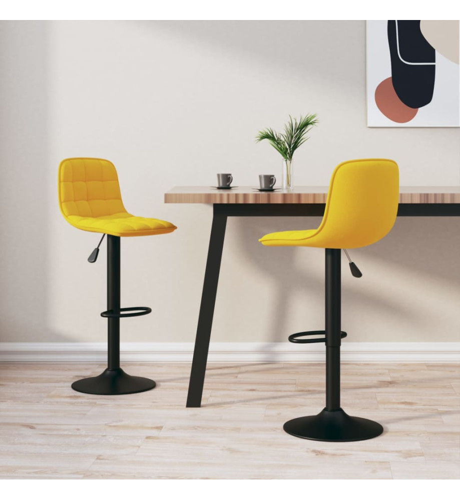 Tabourets de bar 2 pcs Jaune Velours