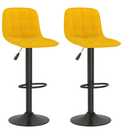 Tabourets de bar 2 pcs Jaune Velours