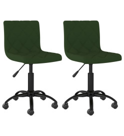 Chaises pivotantes à manger lot de 2 Vert foncé Velours