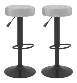 Tabourets de bar lot de 2 gris velours