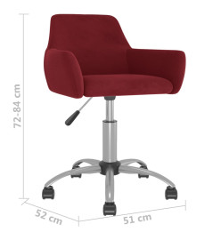 Chaises pivotantes salle à manger 2 pcs Rouge bordeaux Velours