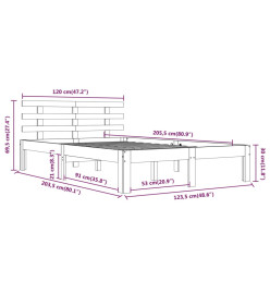 Cadre de lit Blanc Bois massif 120x200 cm