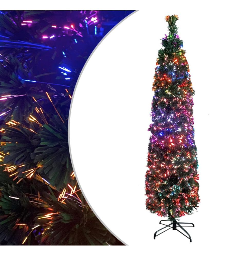 Arbre de Noël artificiel mince et support 210 cm fibre optique