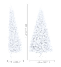 Sapin de Noël artificiel moitié avec support blanc 180 cm PVC