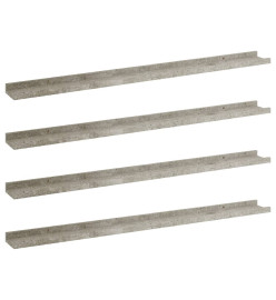 Étagères murales 4 pcs Gris béton 100x9x3 cm