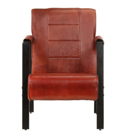 Fauteuil 60x80x87 cm Marron foncé Cuir de chèvre véritable