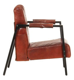 Fauteuil 60x80x87 cm Marron foncé Cuir de chèvre véritable