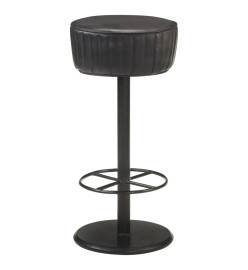 Tabouret de bar Noir Cuir véritable