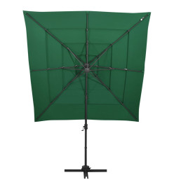 Parasol à 4 niveaux avec mât en aluminium Vert 250x250 cm