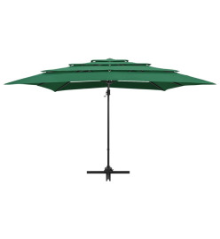 Parasol à 4 niveaux avec mât en aluminium Vert 250x250 cm