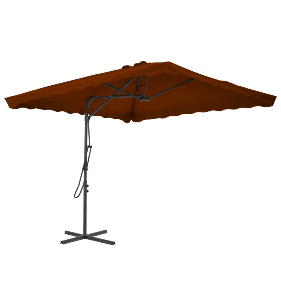 Parasol d'extérieur avec mât en acier Terre cuite 250x250x230cm