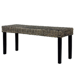 Banc 110 cm Noir Rotin naturel kubu et bois de manguier massif