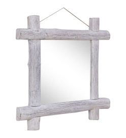 Miroir à bûches Blanc 70x70 cm Bois de récupération massif