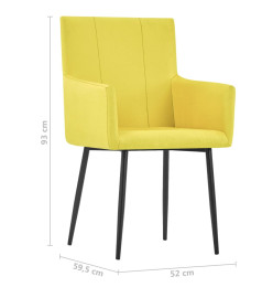 Chaises à manger avec accoudoirs lot de 2 jaune tissu