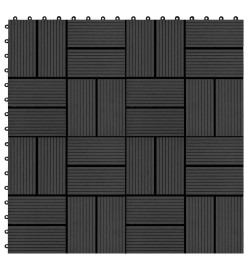 Carreaux de terrasse 22 pcs 30 x 30 cm 2 m² WPC Noir