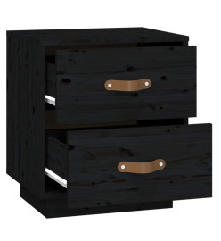 Table de chevet Noir 40x34x45 cm Bois de pin massif