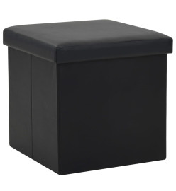 Tabouret de rangement pliable Noir Similicuir