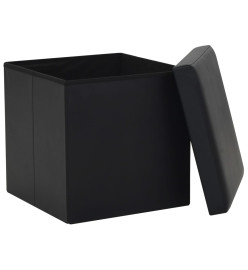 Tabouret de rangement pliable Noir Similicuir