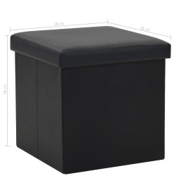 Tabouret de rangement pliable Noir Similicuir