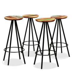 Tabourets de bar lot de 4 bois massif de récupération