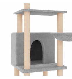 Arbre à chat avec griffoirs en sisal gris clair 132 cm