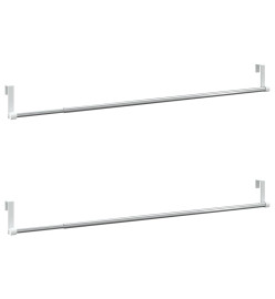 Tringles à rideau 2 pcs blanc et argenté 60-105 cm aluminium