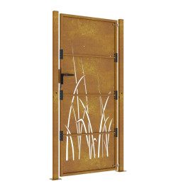 Portail de jardin 105x205 cm acier corten conception d'herbe