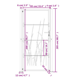 Portail de jardin 105x205 cm acier corten conception d'herbe