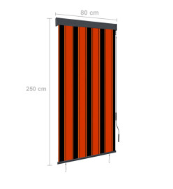 Store roulant d'extérieur 80x250 cm Orange et marron