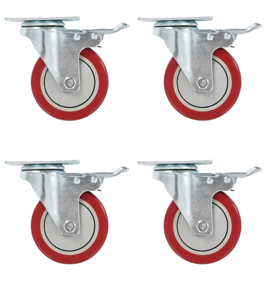 Roulettes pivotantes avec double frein 4 pcs 100 mm