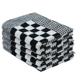 Ensemble de serviettes 50 pcs noir et blanc coton