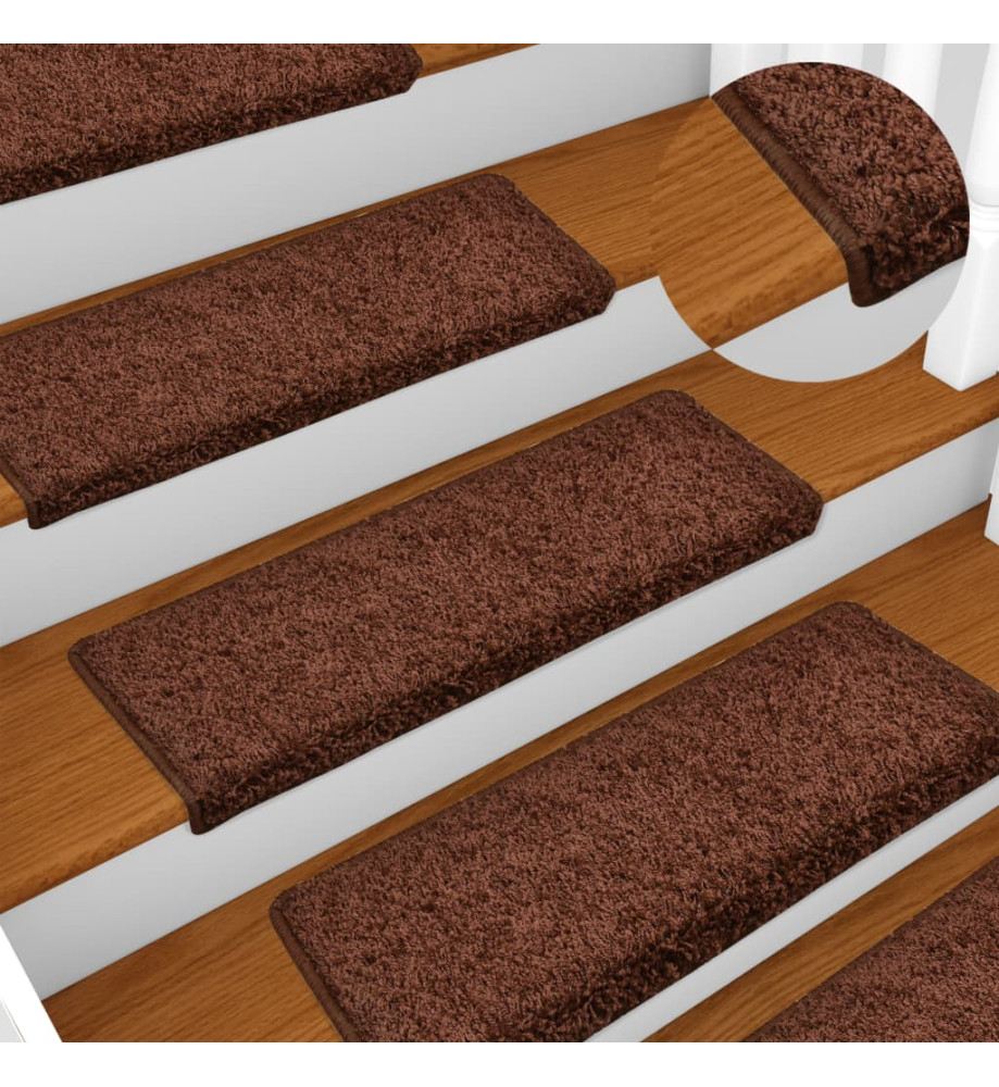 Tapis d'escalier 15 pcs 65x21x4 cm Marron