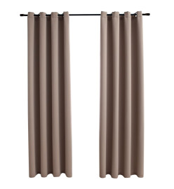 Rideaux occultants avec anneaux en métal 2 pcs Taupe 140x175 cm